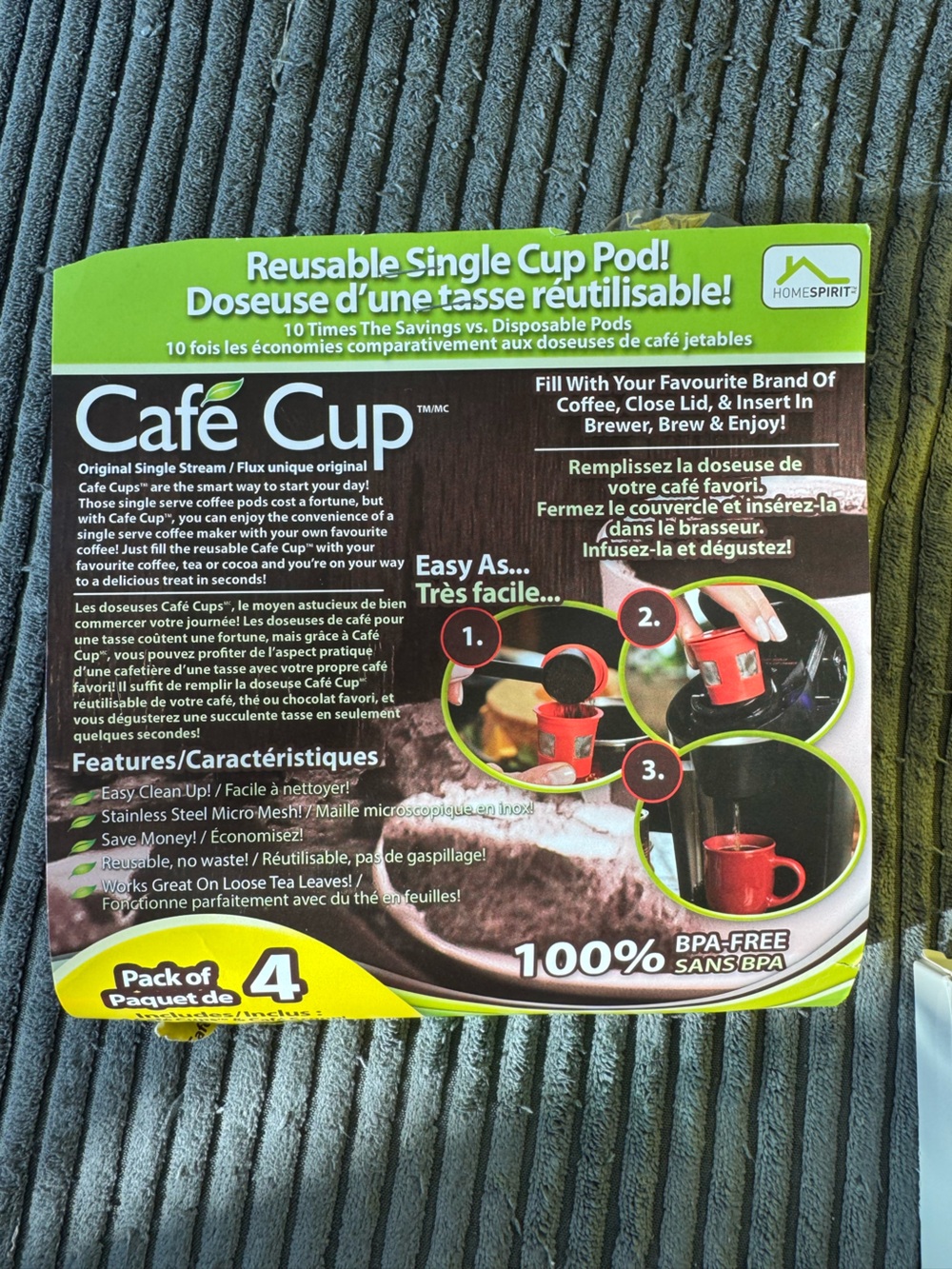 Homespirit Cafe Cup Reusable K-Cup Coffee Pods 4 Pack NIB Keurig Compatible